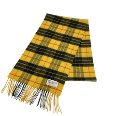 新品同様 Johnstons of Elgin ジョンストンズオブエルガン チェック カシミヤ フリンジマフラー イエロー レディース 古着 中古 USEDのサムネイル