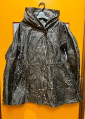 【H1-51】◇ SPECCHIO 40サイズ フード付きハーフコート グレー クラック柄