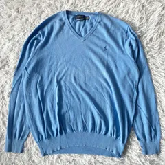 ラルフローレン ニット 古着 ブルー セーター Vネック L 長袖  トップス 4126