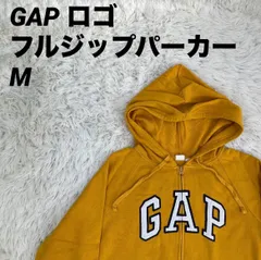 フルジップパーカー フード GAPロゴ イエロー Mサイズ メンズ 男女兼用