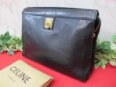 セリーヌ CELINE セカンド バッグ クラッチ レザー ブラック ガンチーニ