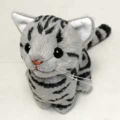アメショ猫ぬいぐるみ　ちびにゃアメショシルバー　ハンドメイド