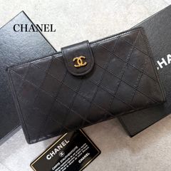 CHANEL シャネル ココマーク ビコローレ がま口 二つ折り長財布 レザー