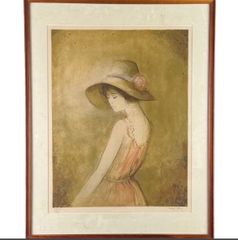 F6号額縁 キャンバス油彩画 女性の肖像 絵画 美術品 人物画