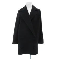 ミッシェルクラン MICHEL KLEIN チェスターコート ロング丈 ダブルボタン 無地 38 M 黒 ブラック /YS3