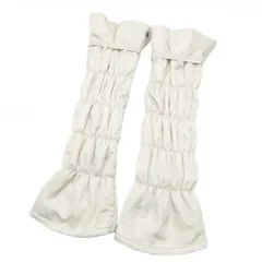 【超美品】マリクレールスポール 中綿レッグウォーマー ベージュ 地模様 裏ボア レディース  ゴルフウェア marie claire