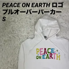 プルオーバーパーカー フード PEACE ON EARTHロゴ ホワイト Sサイズ メンズ 男女兼用