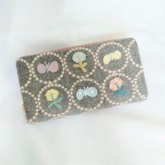 ✿完成参考 本革ギャルソン長財布 タンバリン ベージュ×ブラウン ミナ