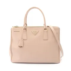 プラダ PRADA ハンドバッグ ガレリア ピンクベージュ サフィアーノレザー トライアングルロゴ 2wayショルダー レディース Used B