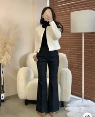 (新品) ブラックデニム 起毛 デニムズボン S