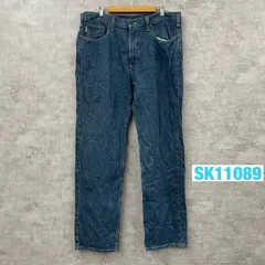 Carhartt デニムジーンズパンツ インディゴブルー 38×34 実寸W40in ジップフライ リラックスフィット 大きいサイズ カーハート B460DVB 古着 SK11089