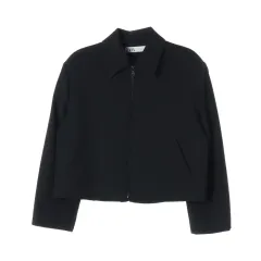 ザラ クロップド カラ ジップアップ ジャケット ジャケット ブラック S