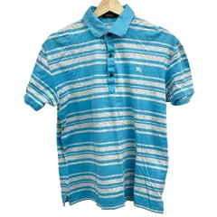 Burberry Black Label(バーバリーブラックレーベル) 半袖ポロシャツ サイズ3 L メンズ - ライトブルー×ライトグレー ボーダー