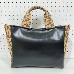 ハンドメイド＊トートバッグ (カン付き)フェイクレザー豹&黒(1127)