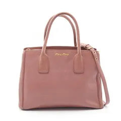 ミュウ ミュウ Miu Miu ハンドバッグ ピンクベージュ レザー 2wayショルダー レディース Used B