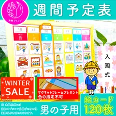 週間予定表 男の子用 お支度ボード スケジュール表 絵カード100枚分 視覚支援 保育教材 幼稚園 療育グッズ