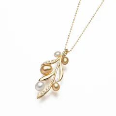 白蝶金色マルチカラーペンダント D 0.10ct 全長45cm  真珠 パール 冠婚葬祭 ギフト