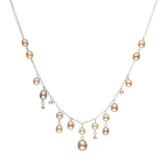 淡水パールペンダント D 0.07ct 全長45cm  真珠 パール 冠婚葬祭 ギフト