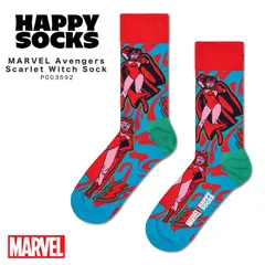 【新品・未使用】 靴下 メンズ MARVEL Avengers Scarlet Witch マーベル アベンジャーズ スカーレット ウィッチ happy socks ハッピーソックス ギフト おしゃれ クルー丈 レッド 赤 マルチ 14251005-16のサムネイル