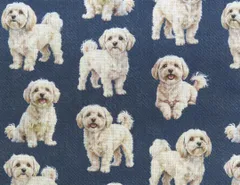 【ゆきちゃん限定】X2481 マルプー クリーム系 デニム紺 生地 1m