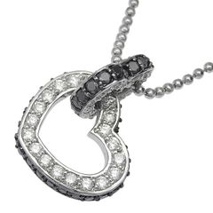 ポンテヴェキオ ブラックダイヤコンビ 18WGハート型ネックレス&ピアス