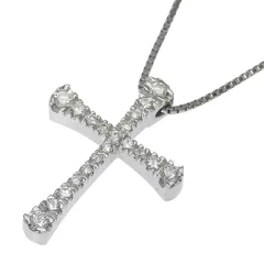 VENDOME AOYAMA ヴァンドーム青山 クロス モチーフ ダイヤ ネックレス K18WG 750 ホワイトゴールド ダイヤモンド 0.15ct 40cm アジャスター付 首飾り アクセサリー レディース 送料無料 241100092313 ★