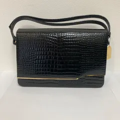 【未使用】　本革　クロコダイル調　ハンドバッグ　クロコ型押し　黒　ワンショルダーバッグ