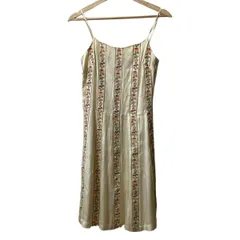 TOCCA(トッカ) ワンピース サイズ2 S レディース美品  アイボリー×ダークグリーン×マルチ 刺繍/花柄/キャミワンピ