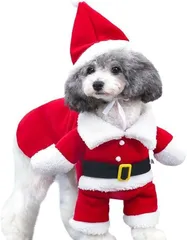 LETZIA1212 クリスマス サンタクロース 犬用 コスプレ コスチューム 面白 ペットウェア 服 お散歩 お出かけ (レッド,  L)のサムネイル