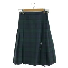 【美品】  O'NEIL OF DUBLIN / オニールオブダブリン | ウール タータンチェック プリーツ ラップ キルトスカート | 8 | ネイビー / グリーン | レディース