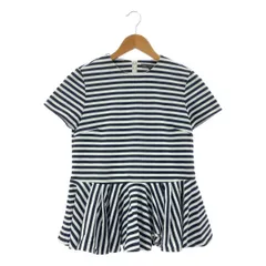 【美品】  TSURU by Mariko Oikawa / ツルバイマリコオイカワ | コットン ボーダー ペプラム ブラウス カットソー | 34 | ホワイト/ネイビー | レディース