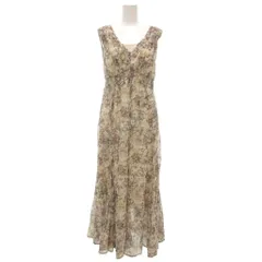 ココディール COCO DEAL ノースリーブワンピース マキシ ロング丈 キャミソール付き 花柄 ギャザー 2 ベージュ ピンク 緑 グリーン /NU