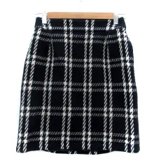 ユナイテッドアローズ A DAY IN THE LIFE UNITED ARROWS タイトスカート ミニ丈 ウィンドウペン柄 36 S 紺 ネイビー オフホワイト /HO32