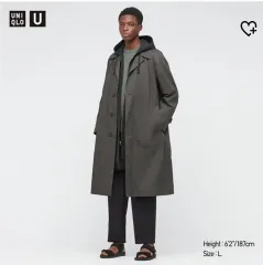 UNIQLO U シングル ブレステッド コート L チャコール