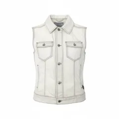 24k28 PRADA プラダ デニムベスト トップス ロゴ 52 ホワイト コットン メンズ イタリア製 00su02t