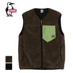チャムス ベスト chums ボンディングフリースノーカラーベスト メンズ CH04-1433 Bonding Fleece No Collar Vest フリース ブラック オリーブ あったかい 秋冬 M / L (241011)