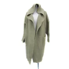 アズールバイマウジー AZUL by moussy ニットカーディガン ロング丈 前開き フード付き 無地 厚手 F カーキ /YS33