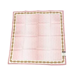 CELINE セリーヌ 大判ハンカチーフ  マカダムチェーン柄   コットン100％ ピンク レディース / 240001175318