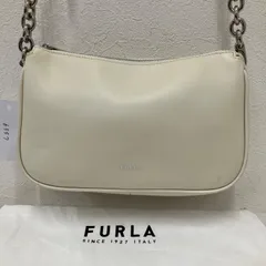 6557　FURLA　フルラ　ショルダーバッグ　肩がけ　斜めがけ　クロスボディ　チェーン　チェーンショルダー　オフホワイト　アイボリー　白系　ホワイト系　保存袋付き