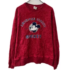 Disney プリントスウェット トレーナー M レッド ディズニー ミッキーマウス フリース プルオーバー カットソー トップス 秋物 a711-6657