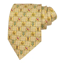 HERMES　エルメス　ネクタイ　シルク　イエローベージュ　aq6778