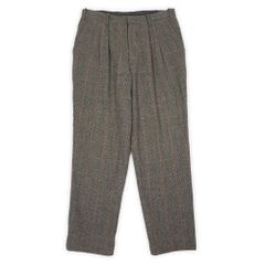 ウールリッチ WOOLRICH 80s 80年代 2タック ウールトラウザー パンツ 総柄 厚手 MADE IN USA アメリカ製 旧タグ ヴィンテージ 古着 メンズ ズボン パンツ ブラウン系 チェック柄 W34【中古】