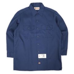 ディッキーズ Dickies 未使用 デッドストック 00s 2000年代 ワークシャツ 長袖 MADE IN USA アメリカ製 ヴィンテージ 古着 メンズ シャツ ネイビー 紺 16 1/2 L相当【中古】