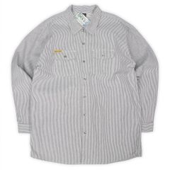 プリズンブルース PRISON BLUES 未使用 デッドストック 00s 2000年代 ヒッコリーストライプ柄 ワークシャツ USA ヴィンテージ アメリカ 古着 メンズ シャツ ホワイト ネイビー L【中古】