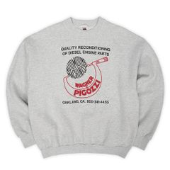 WAGNER & PIGOZZI 90s 90年代 プリントスウェット MADE IN USA アメリカ製 フルーツオブザルーム 企業物 ヴィンテージ 古着 メンズ スウェット トレーナー 霜降りグレー XL【中古】