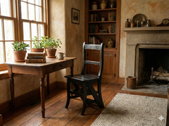 【多機能アンティーク風】2WAY仕様 ライブラリーステップスツール (ラダーチェア)                                             在庫No.i-00025