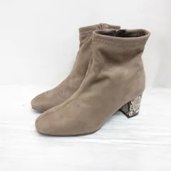 ブリジットバーキン Bridget Birkin スエード調 ショート ブーツ S 約22.5cm 茶 ブラウン 靴 シューズ チャンキーヒール サイドファスナー