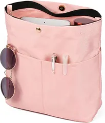 Lelotte バッグインバッグ 小さめ 縦型 自立 ショルダー付2WAY仕様インナーバッグ 軽量 リュック トートバッグ用 仕切り 整理 (ベビーピンク)