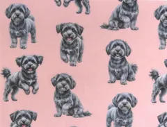 【ゆきちゃん限定】X2485 マルプー シルバー（グレー）ピンク 生地 1m