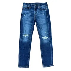 AMERICAN EAGLE SKINNY クラッシュ スキニーデニム ダメージ加工 インディゴ サイズW28 メンズM アメリカンイーグル